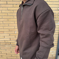FELPA MEZZA ZIP (MARRONE)