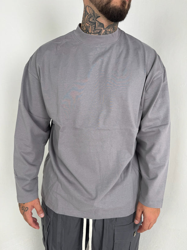 T-SHIRT GRIGIO CHIARO MANICHE LUNGHE